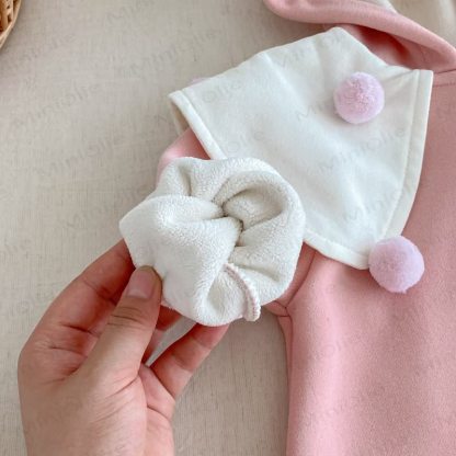 Baby Bunny Cute Shawl Fleece Romper - image 6