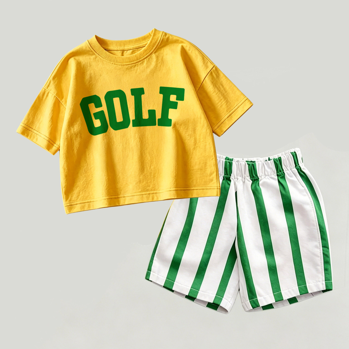 GOLF Baby Yellow&Green Top and Striped Shorts 2-piece Set - Yellow&Green - 2-3T - image 1