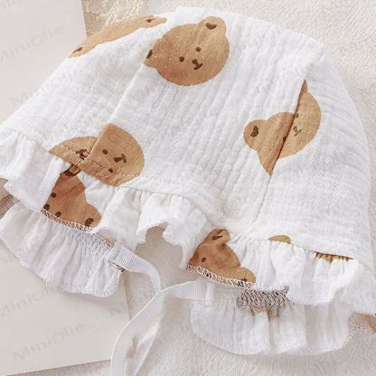 Baby Bear/Floral Gauze Romper with Ruffle Bonnet - image 5