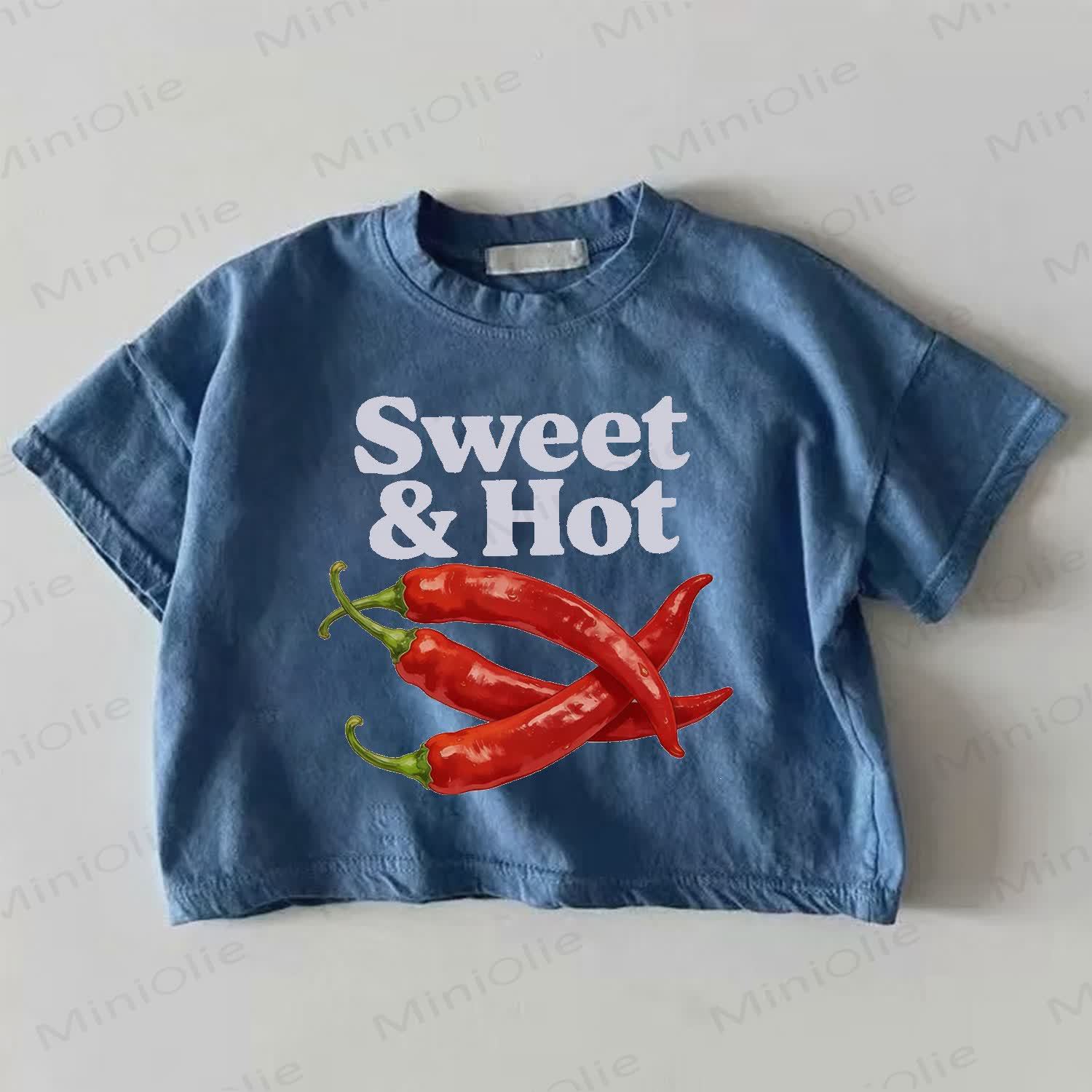 SWEET&HOT Baby Girls Chili Print Blue T-shirt - Blue - 18-24M - image 1