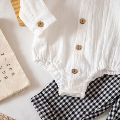 Baby Boy Gentleman Plaid Bodysuit Overalls 2-piece Set - image 10