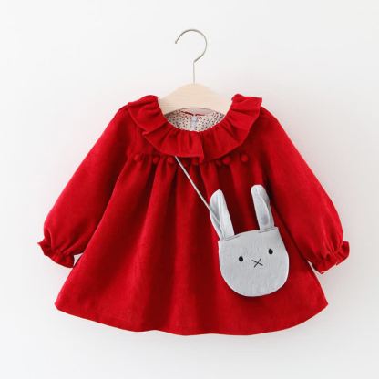 Baby Pompom Dress with Bunny Bag - Red - 2-3T - image 10