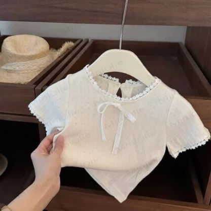 Toddler Girl Summer Tee With Blue Denim Romper Set - image 4