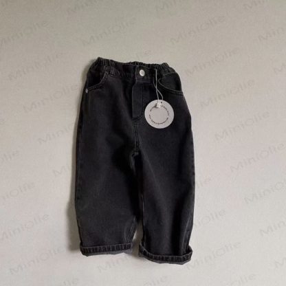 Baby Denim Solid Color Fashion Pants - Black - 3-4T - image 10
