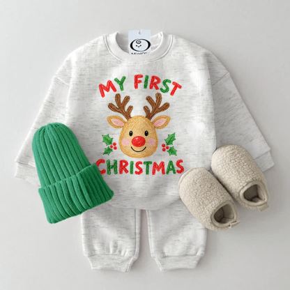 MY FIRST CHRISTMAS Baby Reindeer Sweatshirt 2-piece Set - Light Grey - 2-3T - image 4
