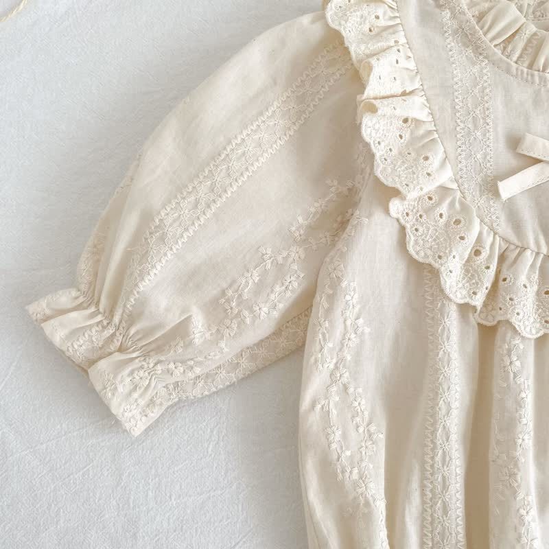 Baby Lace Bow Beige Bodysuit - image 7