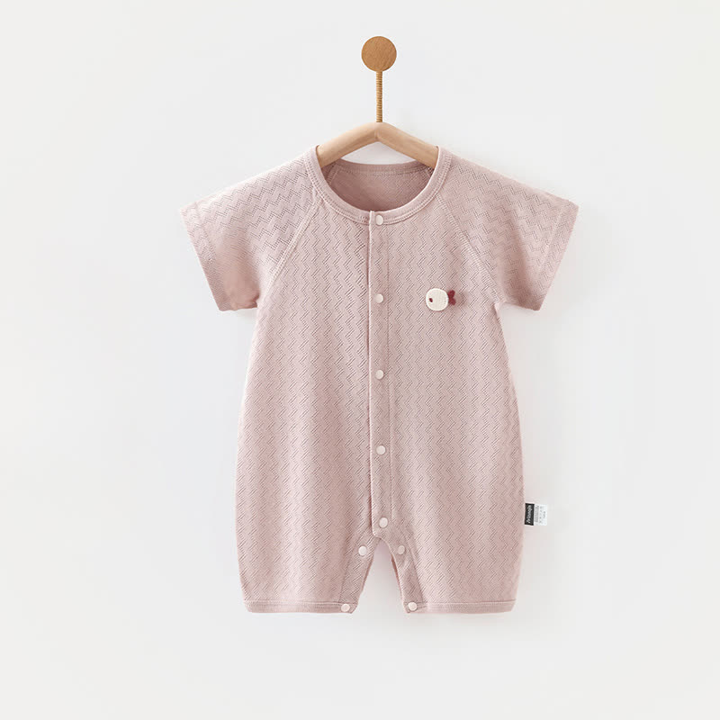 Baby Solid Color Front Snaps Romper - Pink - 18-24M - image 4