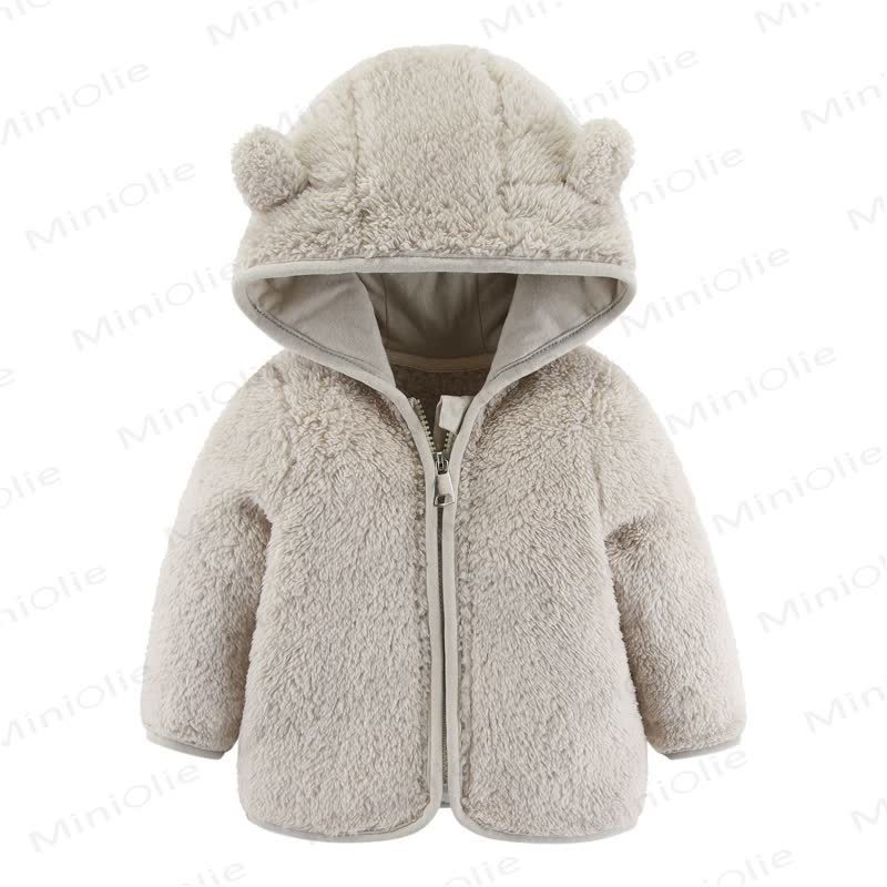 Baby Hooded Solid Color Outerwear - Beige - 2-3T - image 15