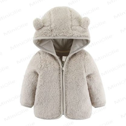 Baby Hooded Solid Color Outerwear - Beige - 2-3T - image 15