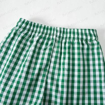 BEST MIX MOM & DAD Baby Tee and Green Plaid Shorts 2-Piece Set - image 5