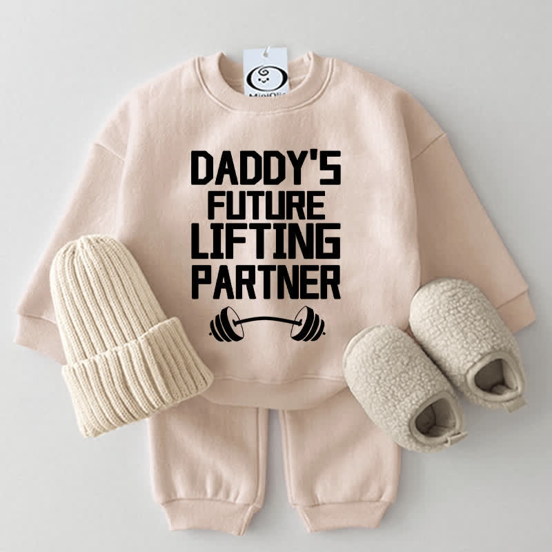 DADDY'S FUTURE LIFTING PARTNER Baby 2-Piece Set - Beige - 2-3T - image 3