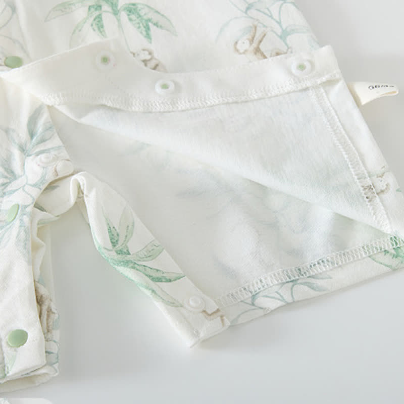 Baby Tree&Monkey Print Summer Romper with Bib - image 7