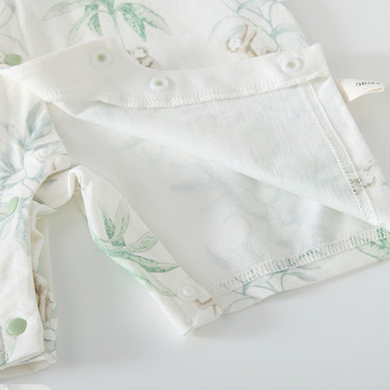 Baby Tree&Monkey Print Summer Romper with Bib - image 7