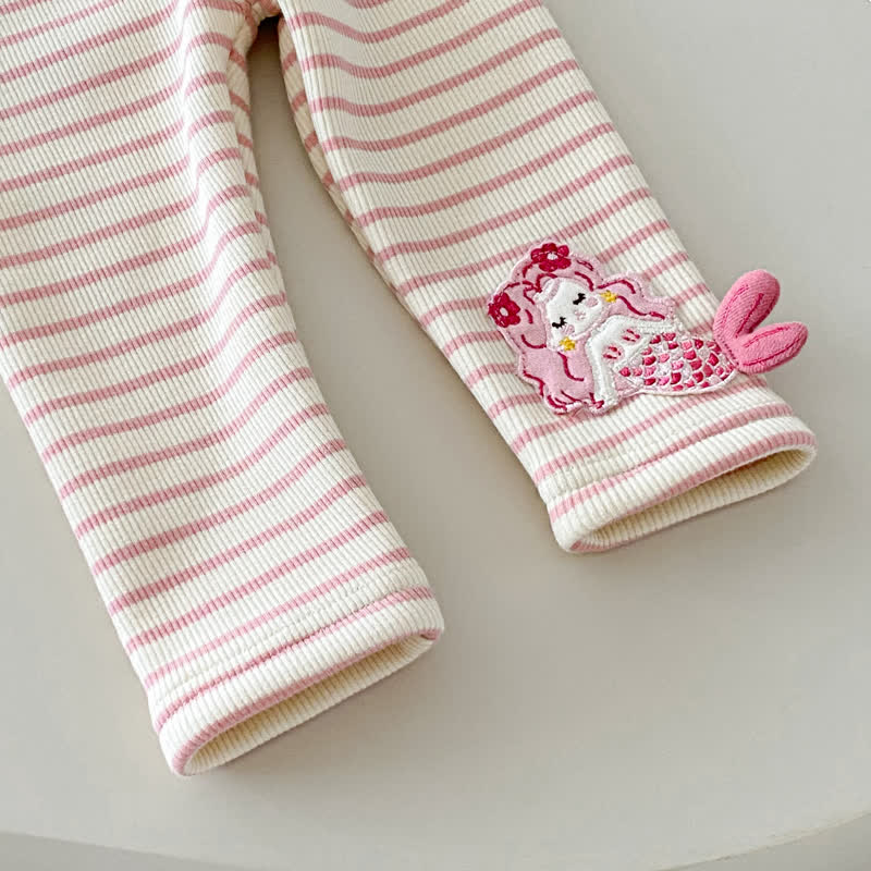 Baby Girl Mermaid Flower Quilted Pink Sweatshirt/Stripe Leggings - image 12