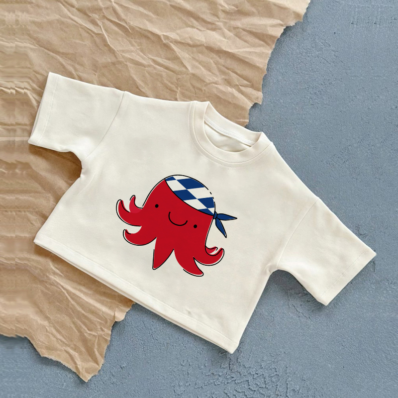 Baby Pirate Octopus White Casual T-Shirt - White - 2-3T - image 1