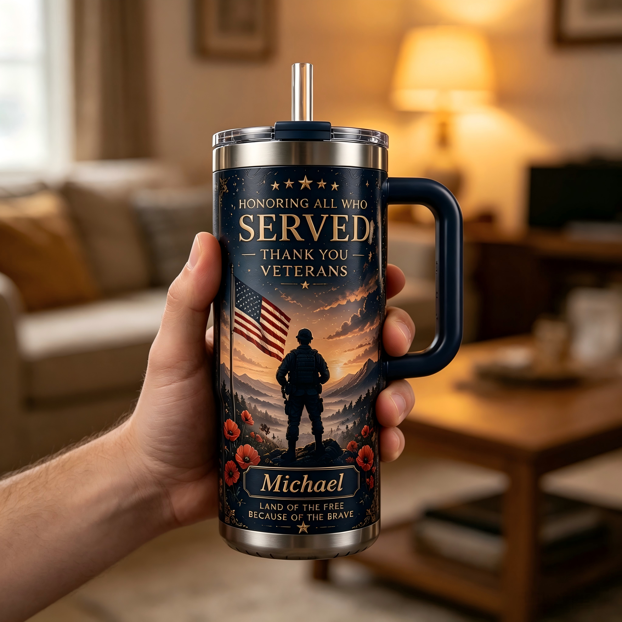 Personalized Honoring All Who Served Veteran Tumbler 🎖️