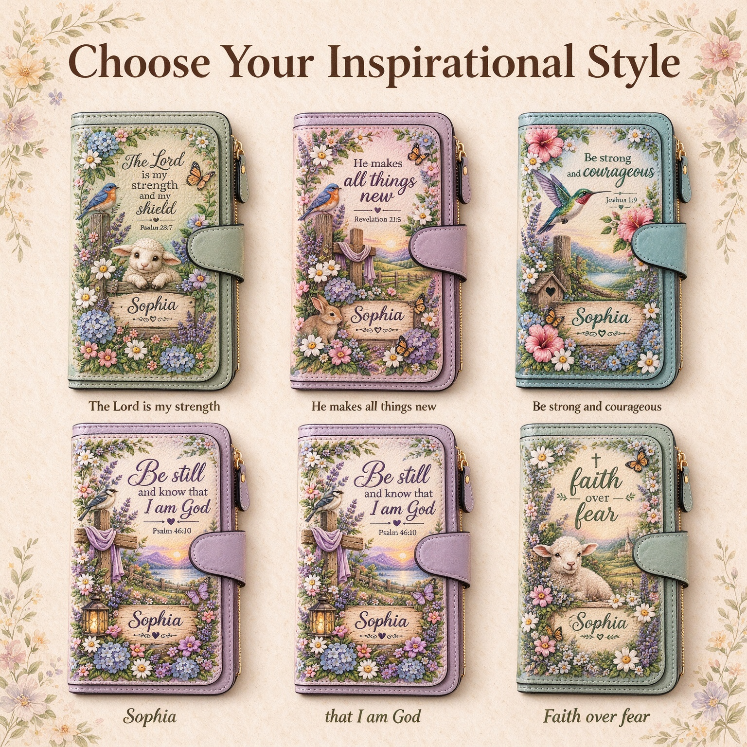 📖 Personalized Floral Scripture & Blessing Wallet ✝️💐