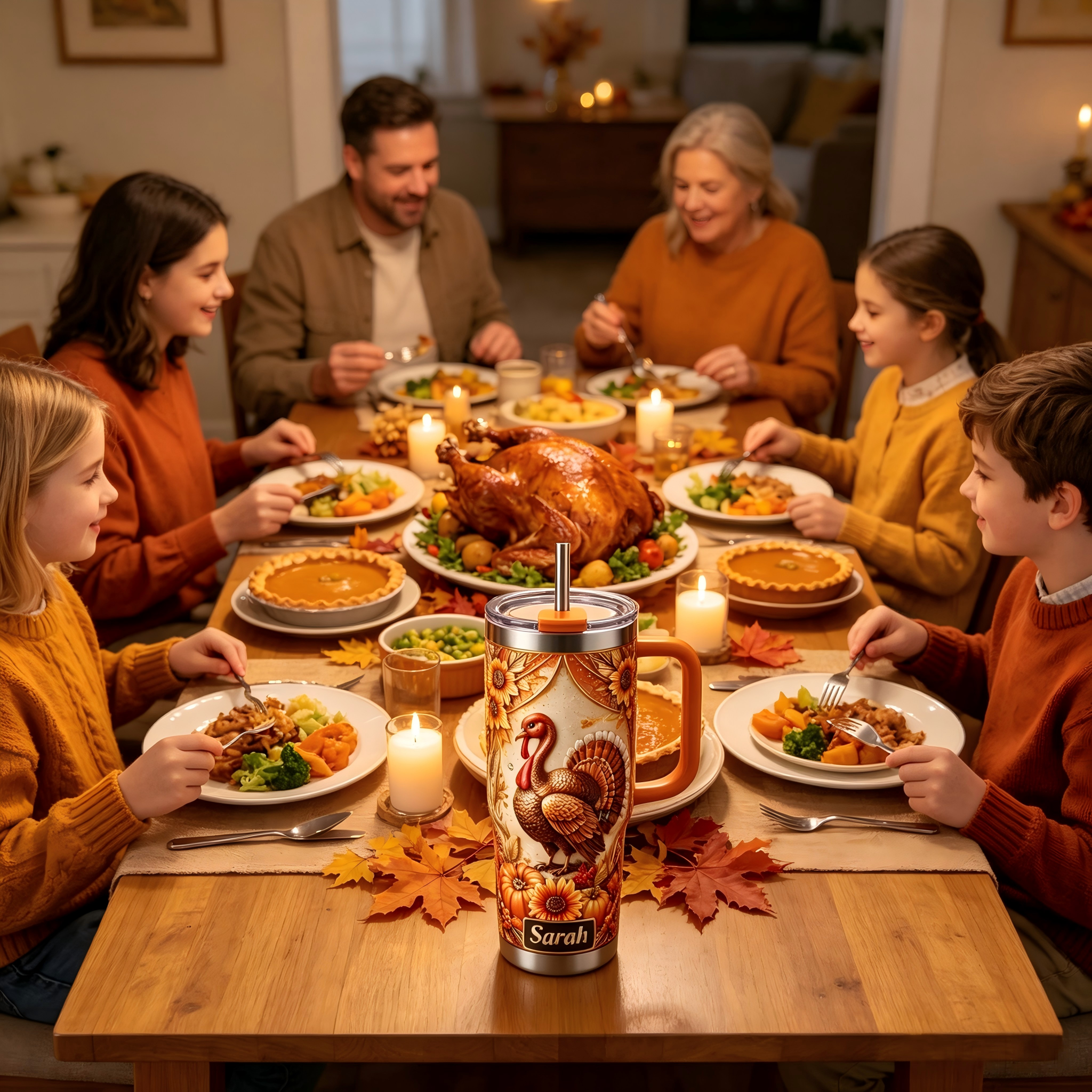 Personalized Happy Thanksgiving Turkey Tumbler 🦃🍁