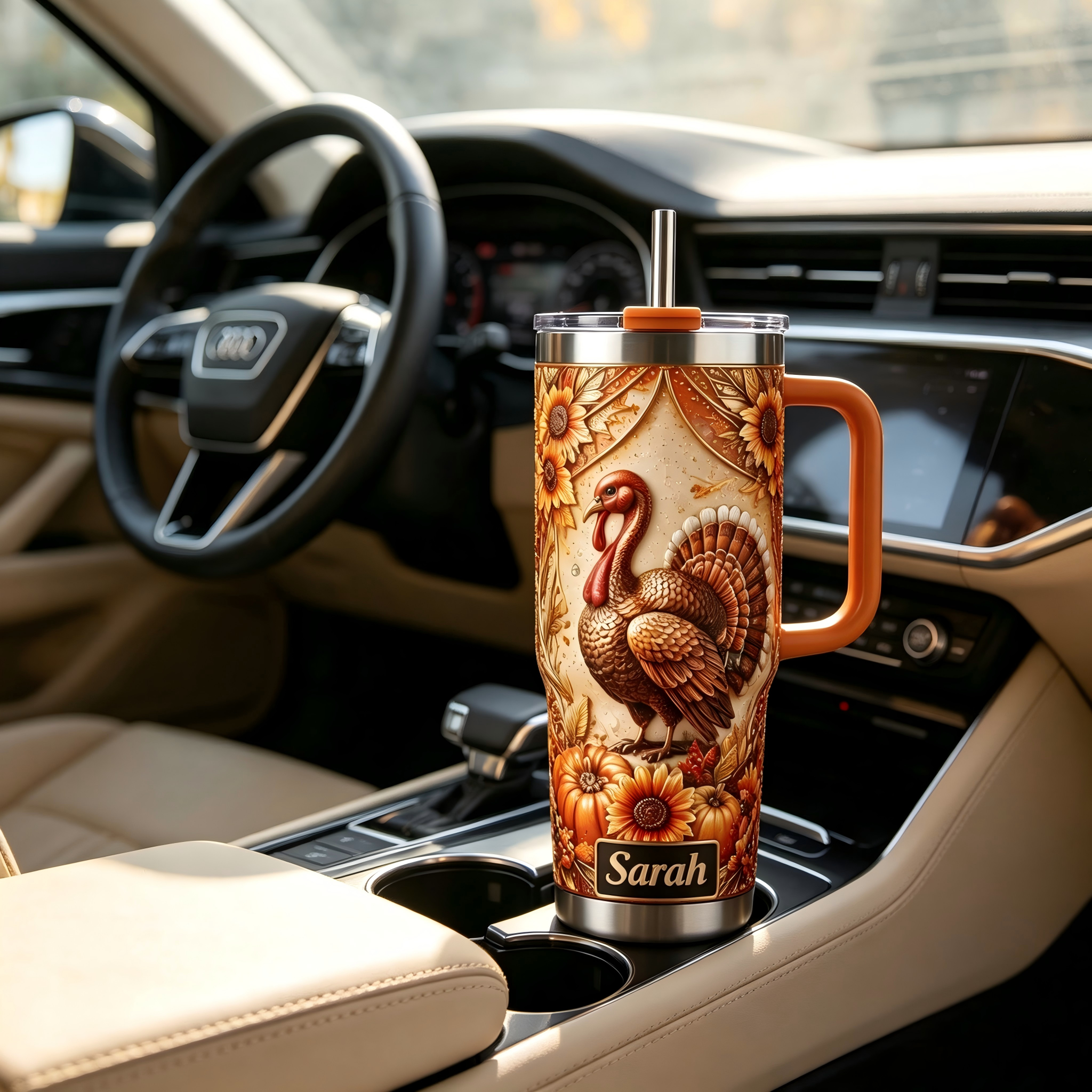 Personalized Happy Thanksgiving Turkey Tumbler 🦃🍁