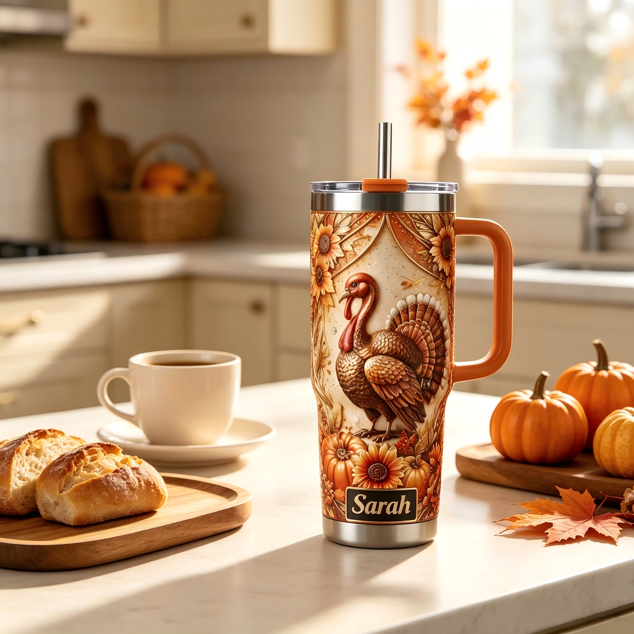 Personalized Happy Thanksgiving Turkey Tumbler 🦃🍁
