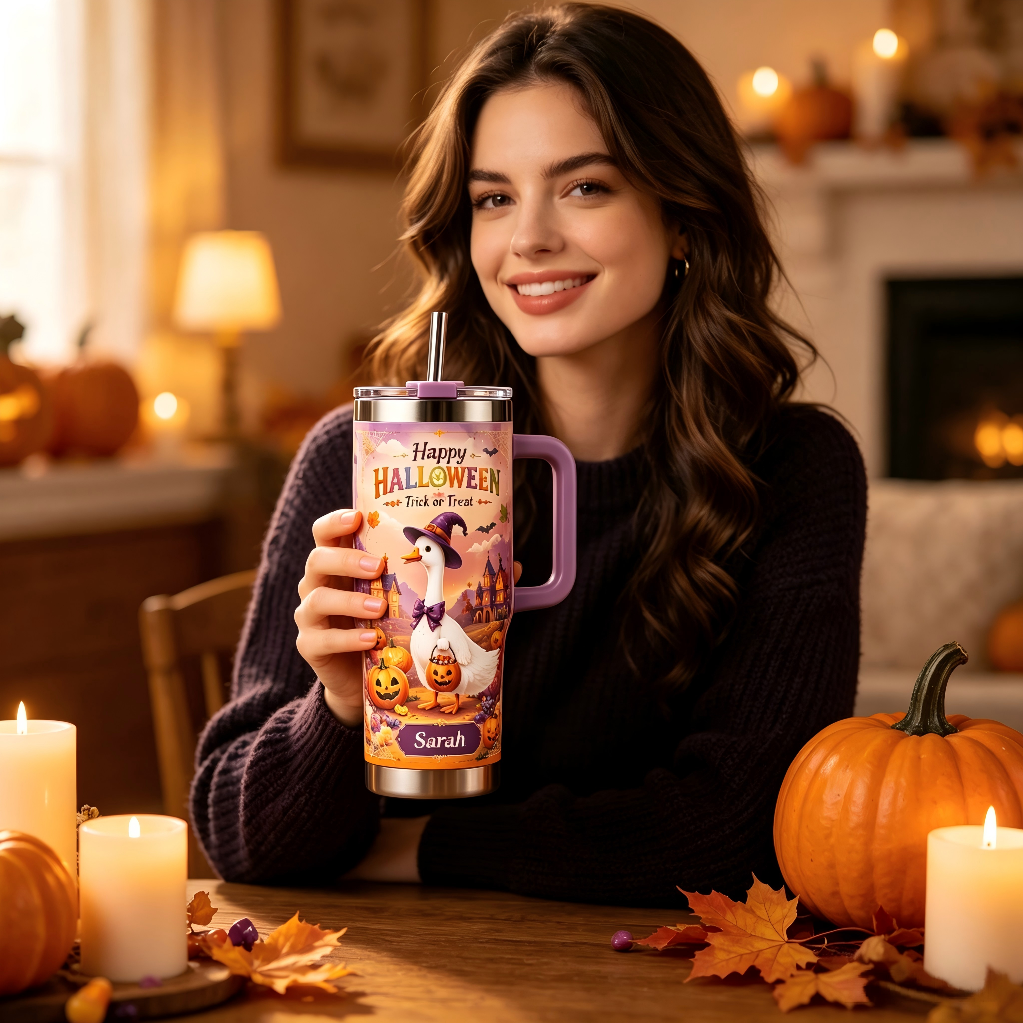 Personalized Halloween Witch Goose Tumbler 🦢🎃
