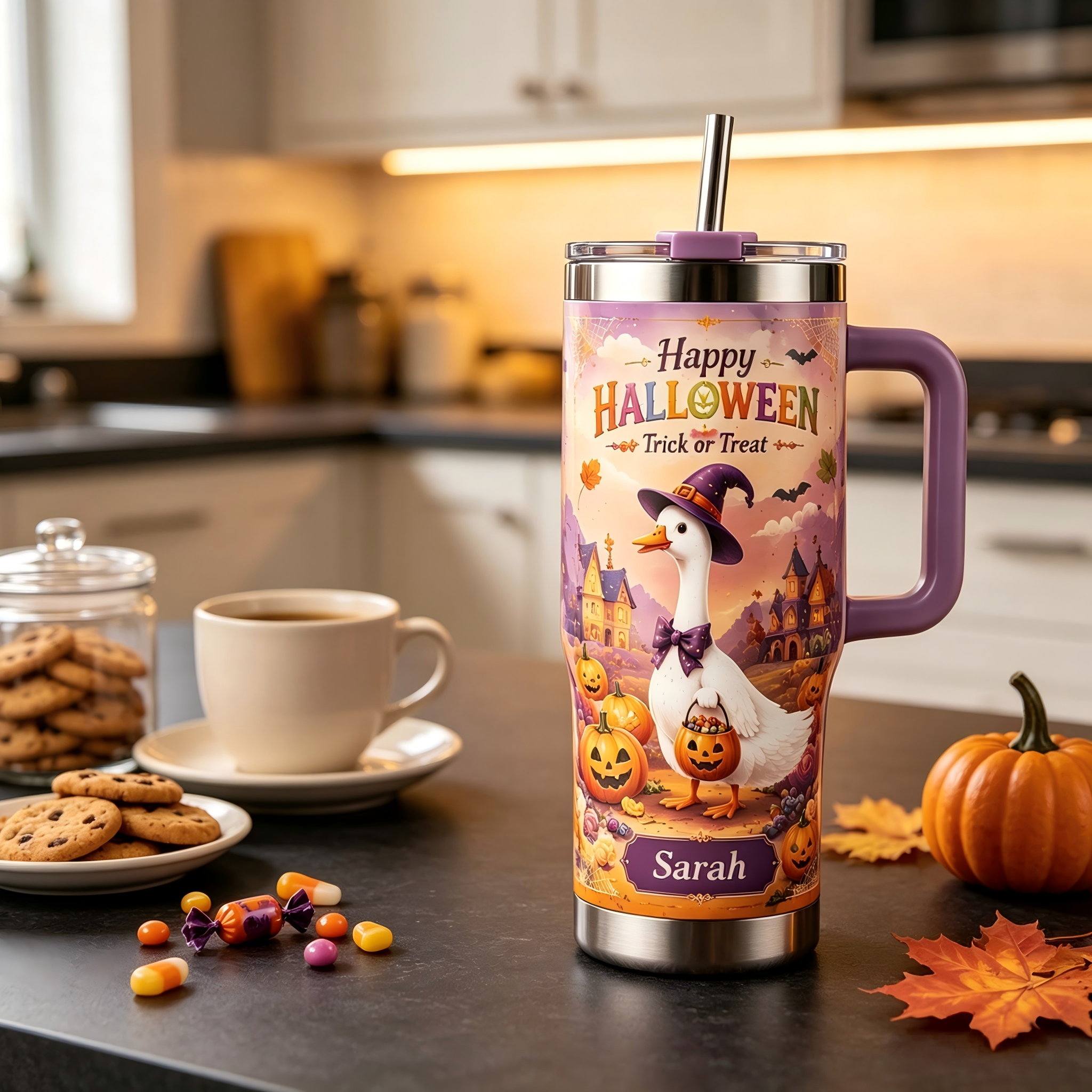 Personalized Halloween Witch Goose Tumbler 🦢🎃