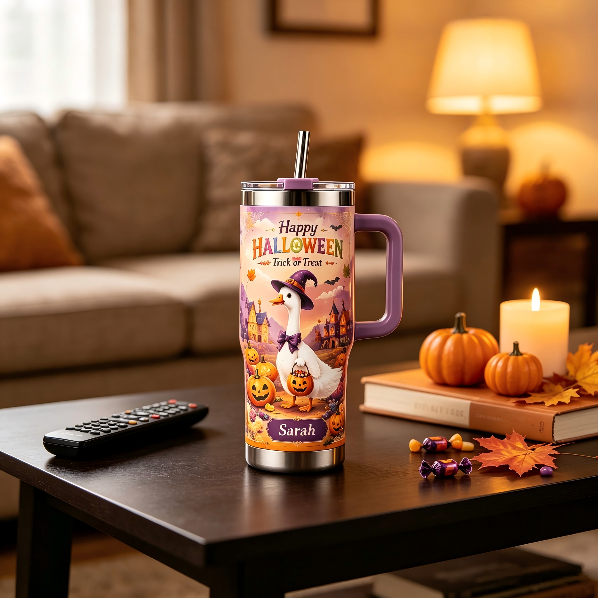 Personalized Halloween Witch Goose Tumbler 🦢🎃