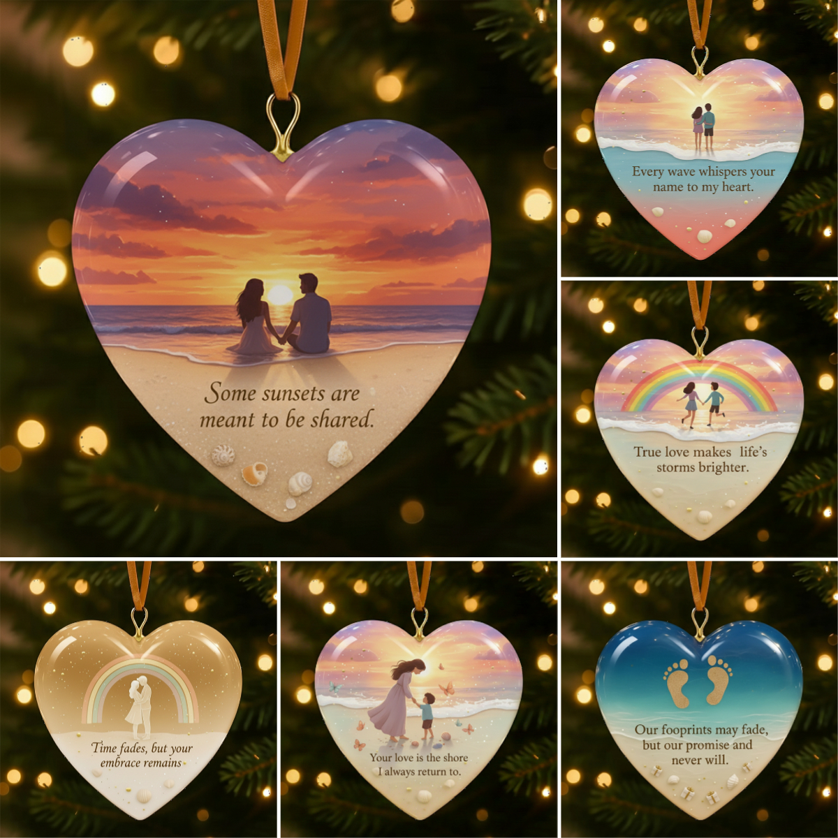 💖🌊 Ocean Love Heart Ornaments