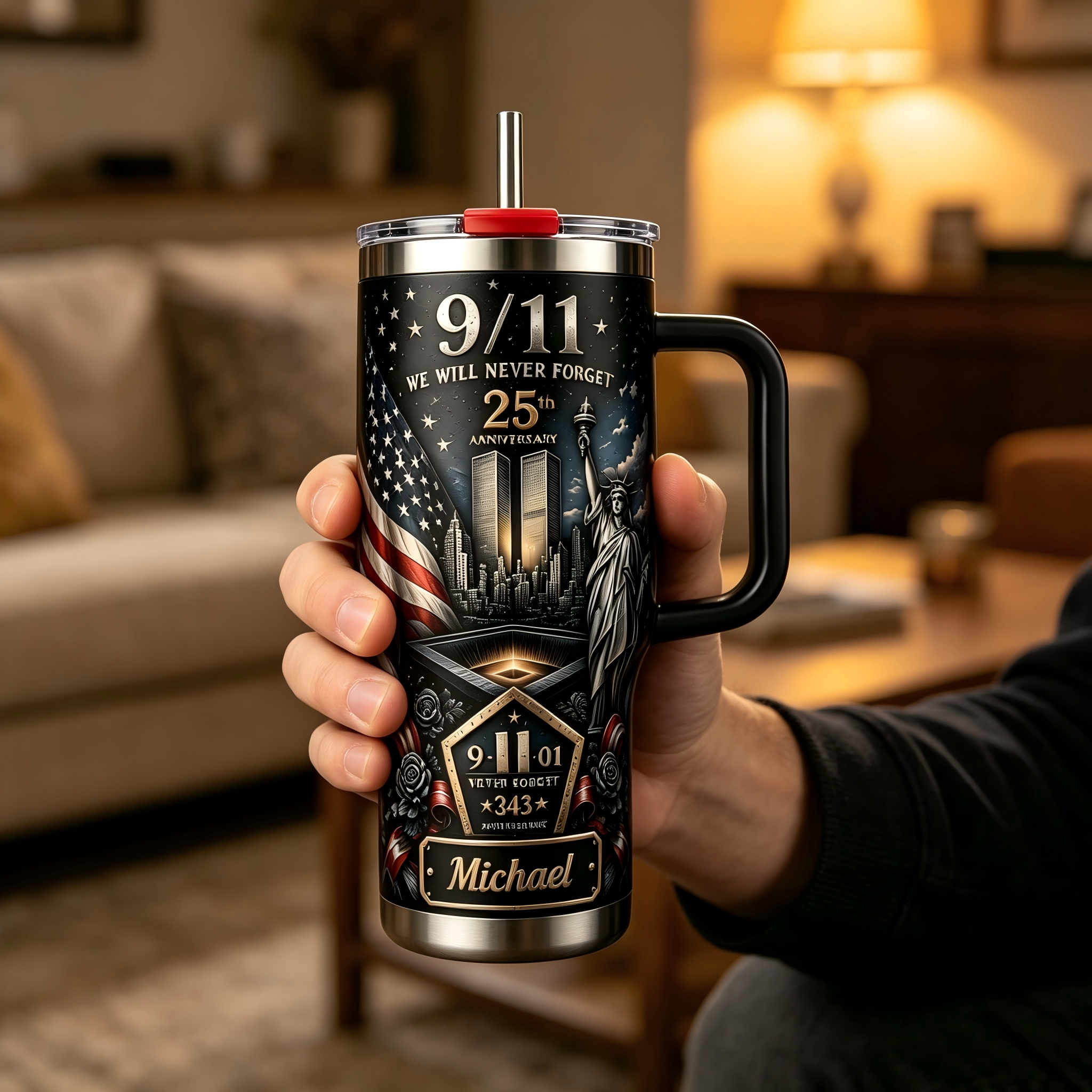 Personalized 9/11 We Will Never Forget Tumbler 🇺🇸🗽✨