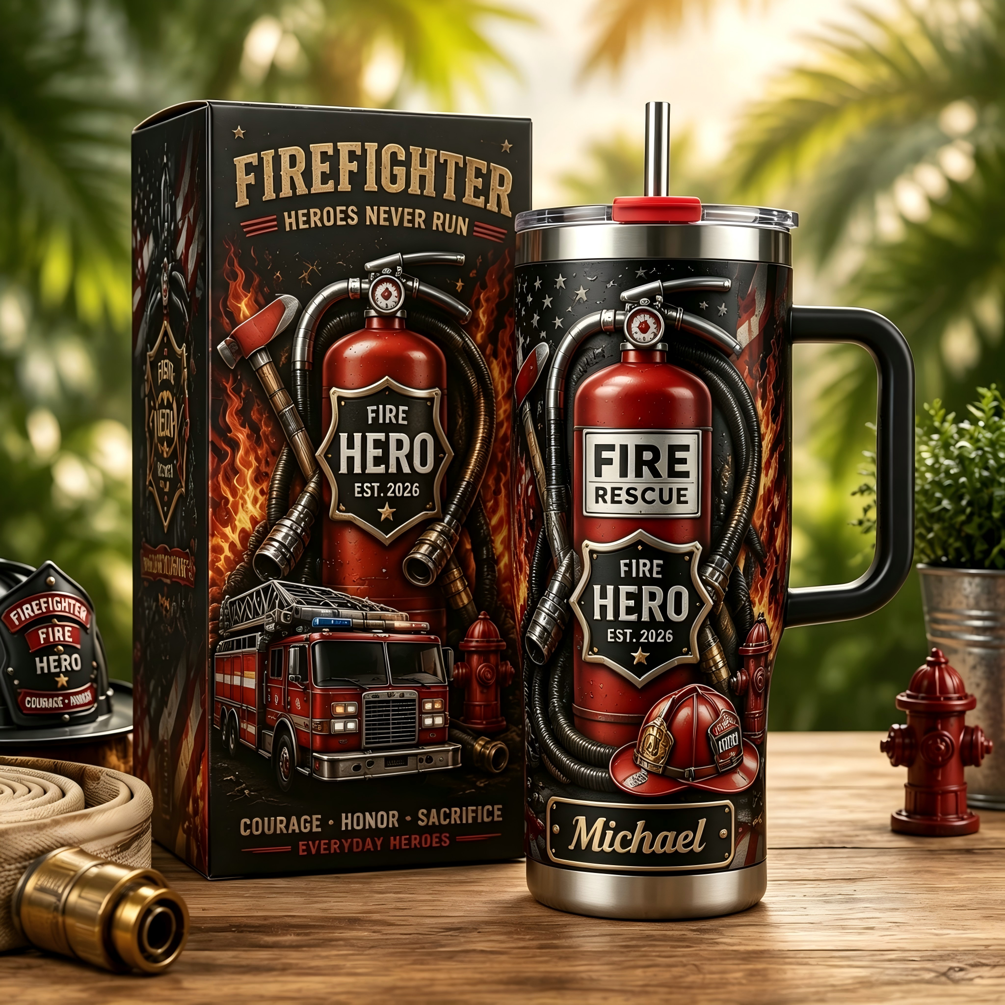 🚒🔥Personalized Firefighter Hero Tumbler ✨