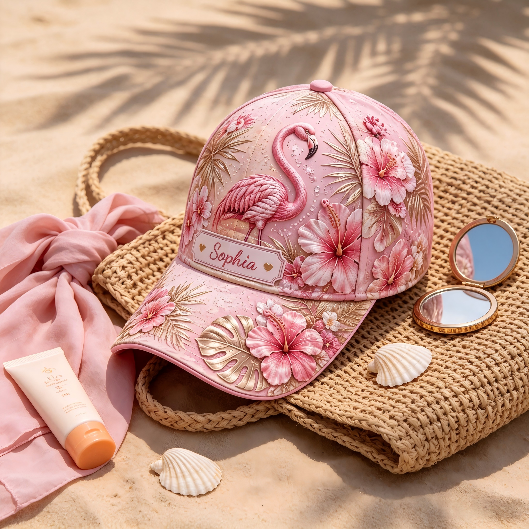 Personalized Flamingo Floral Baseball Cap🌸