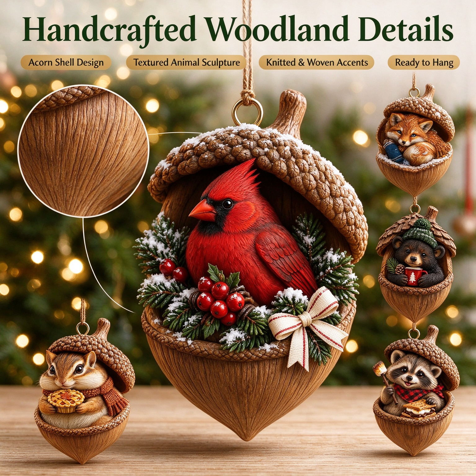 🐿️ Woodland Nut Hideaway Ornament Series – A Tiny Woodland Story for Your Christmas Tree 🎄✨