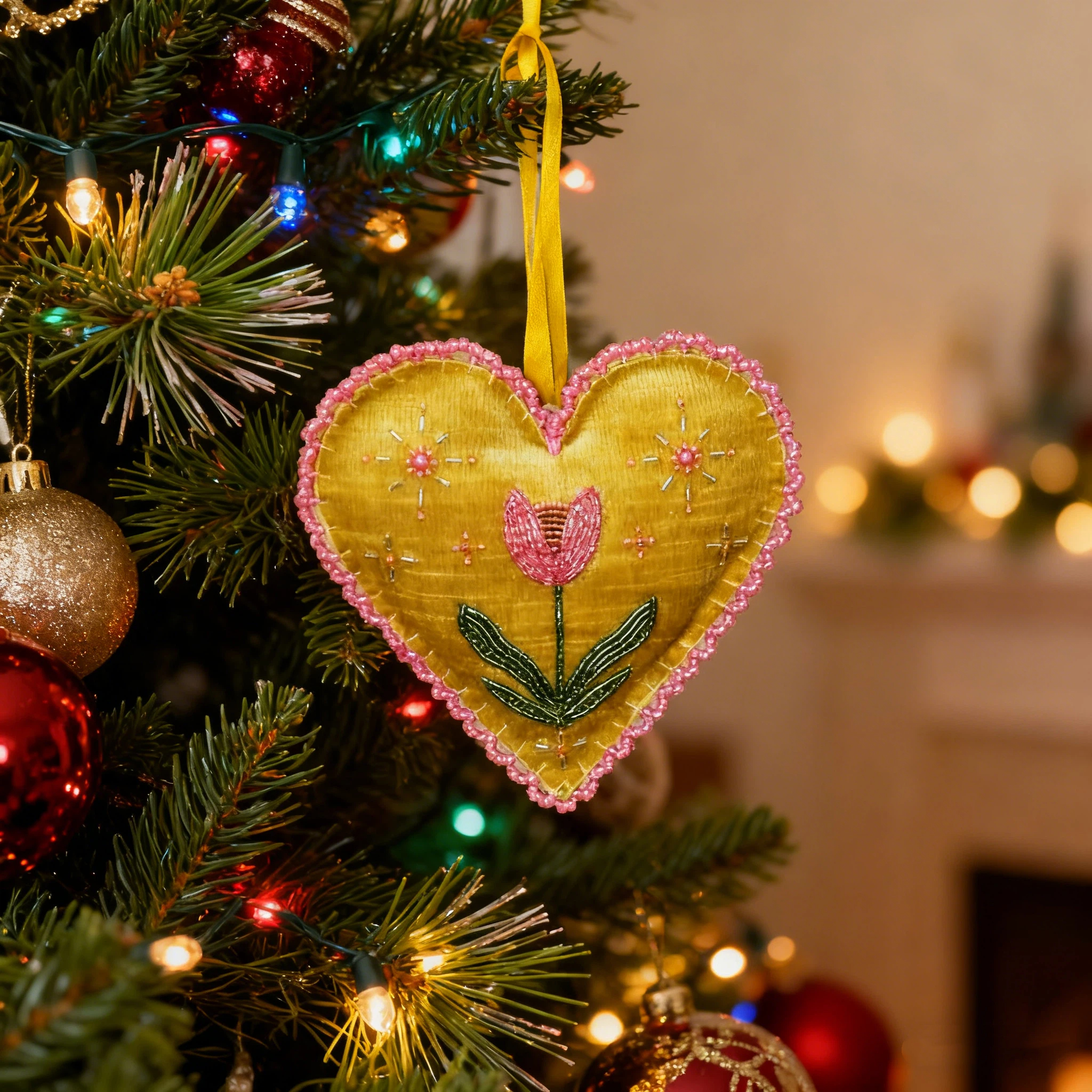 💖Handmade Beaded Heart Ornament
