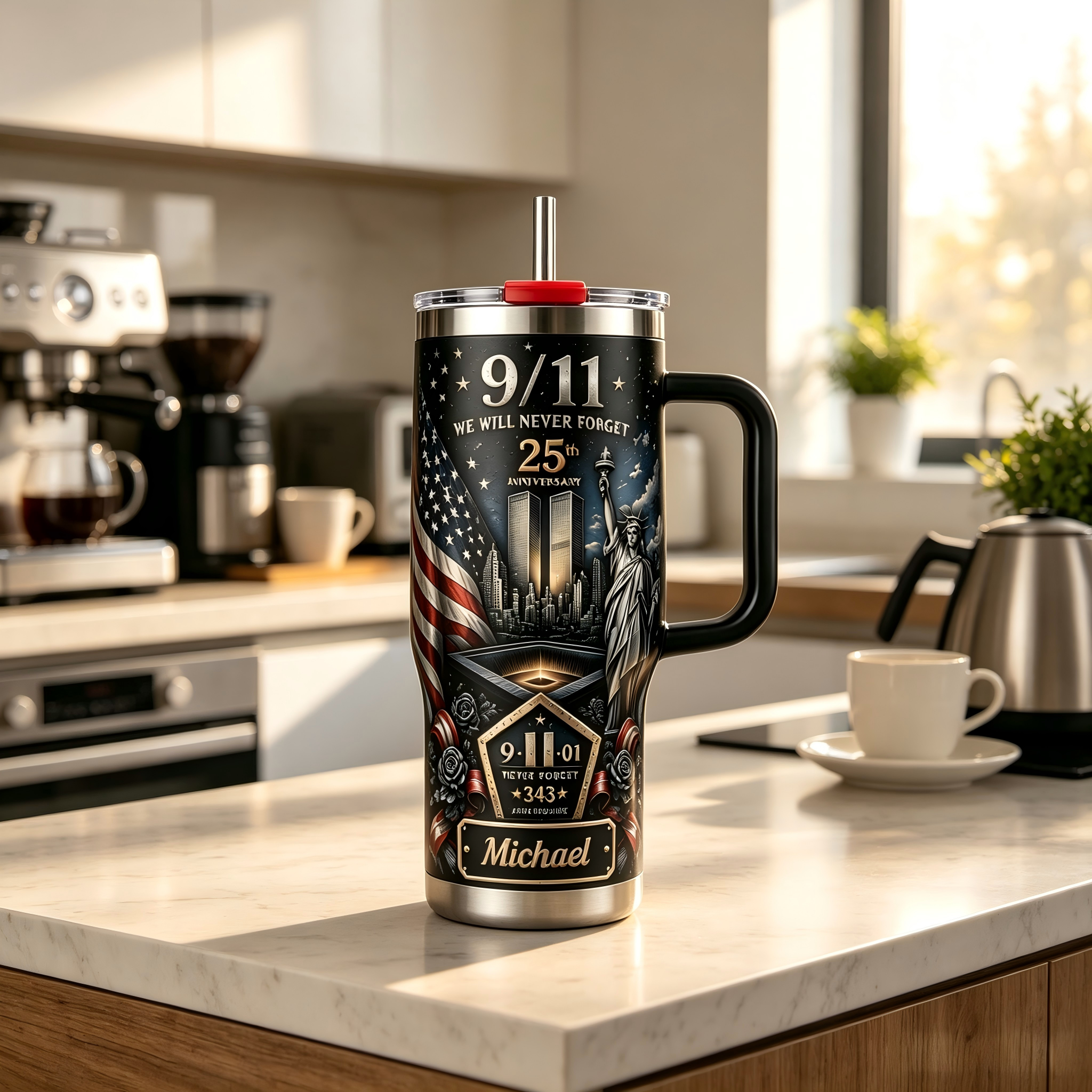 Personalized 9/11 We Will Never Forget Tumbler 🇺🇸🗽✨