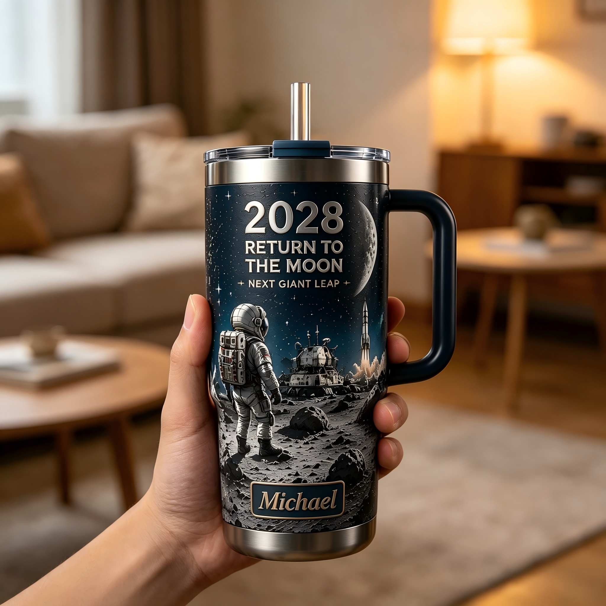 Personalized 2028 Return To The Moon Tumbler 🚀🌙 