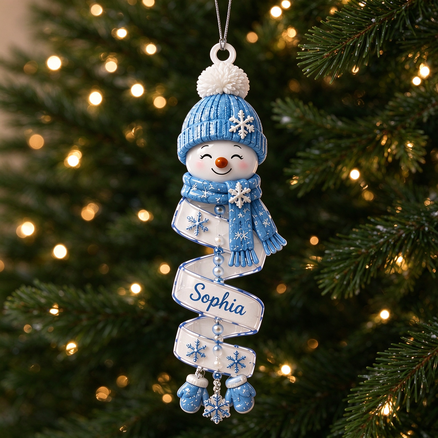 🎄 Personalized Spiral Snowman Christmas Ornament ❄️