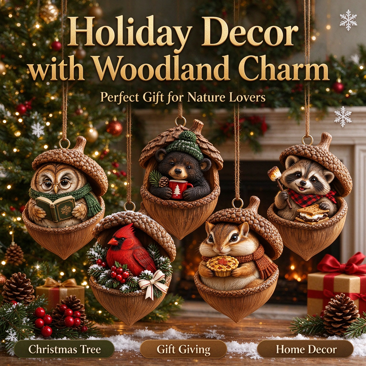 🐿️ Woodland Nut Hideaway Ornament Series – A Tiny Woodland Story for Your Christmas Tree 🎄✨