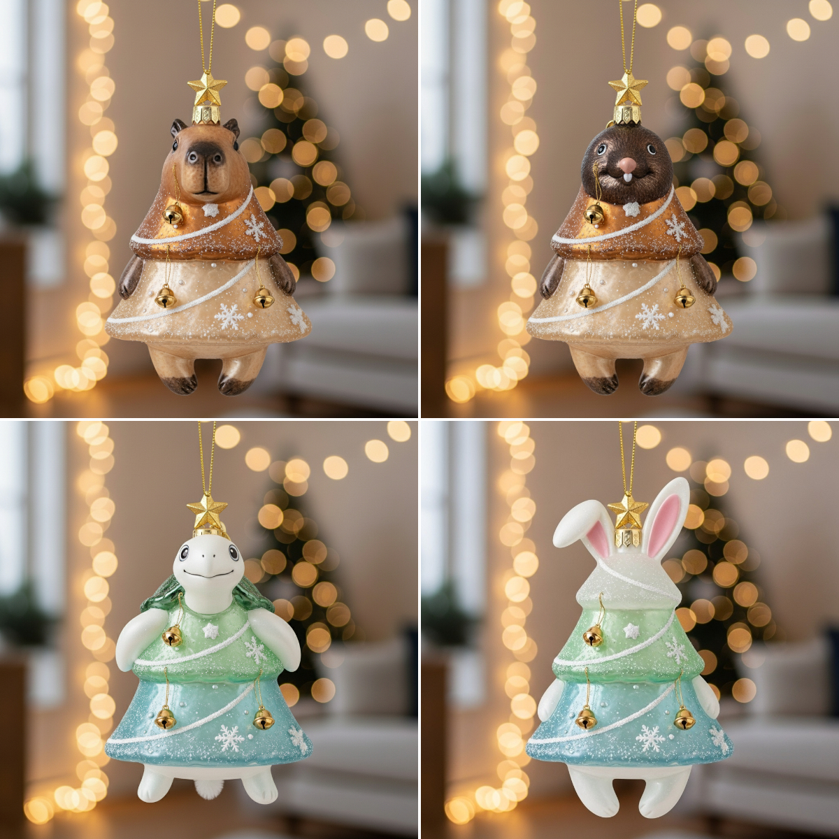 🎄🌊 Sea Glass Animal Tree Ornaments