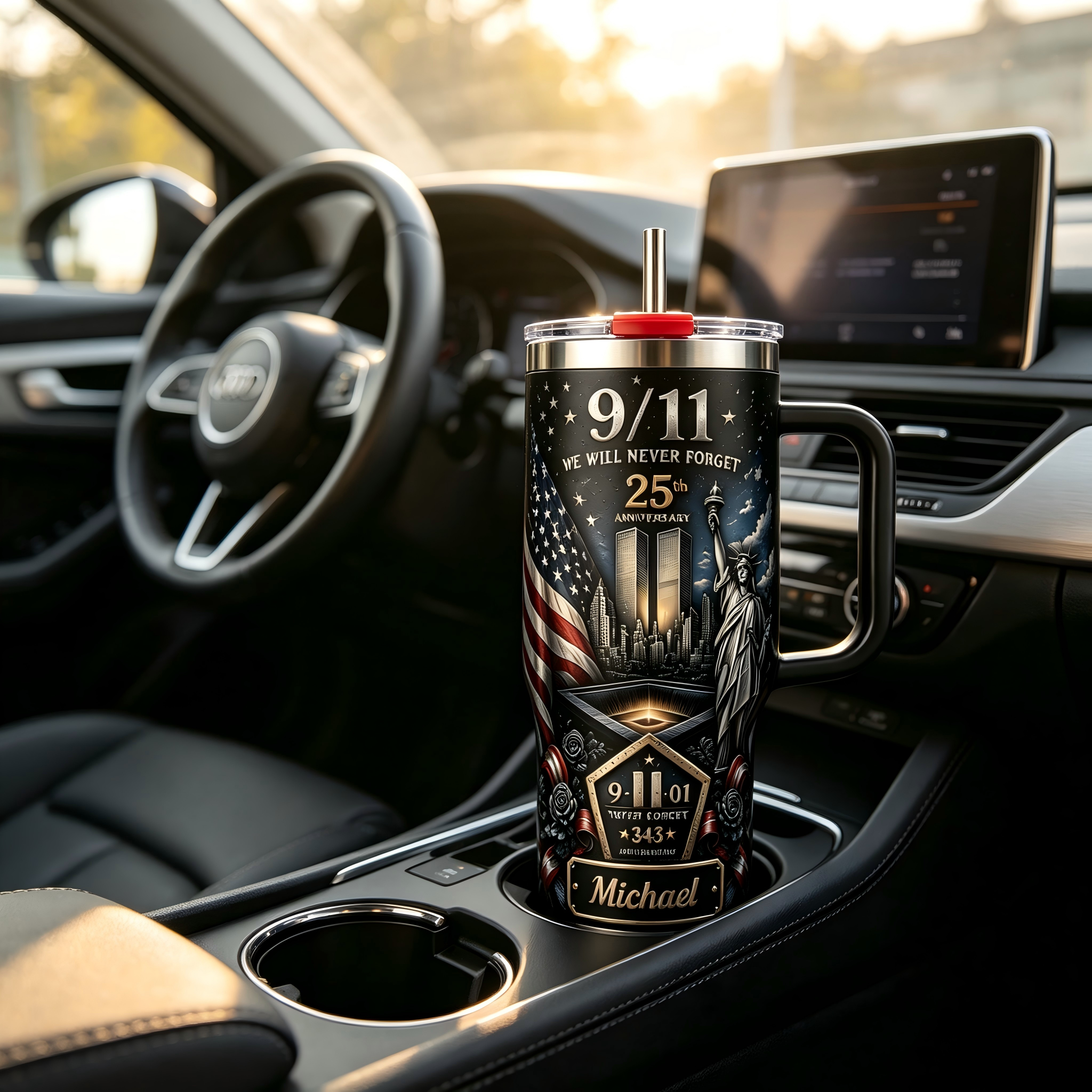 Personalized 9/11 We Will Never Forget Tumbler 🇺🇸🗽✨