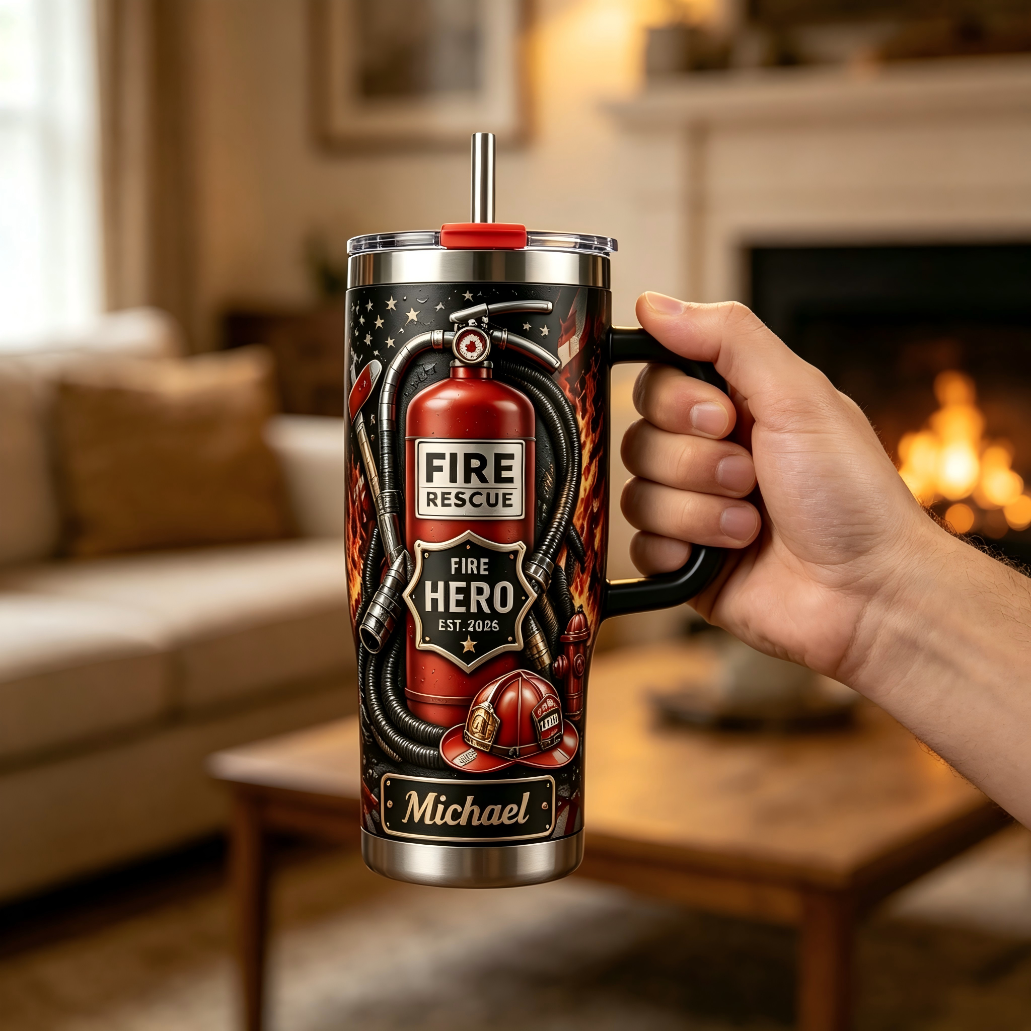 🚒🔥Personalized Firefighter Hero Tumbler ✨