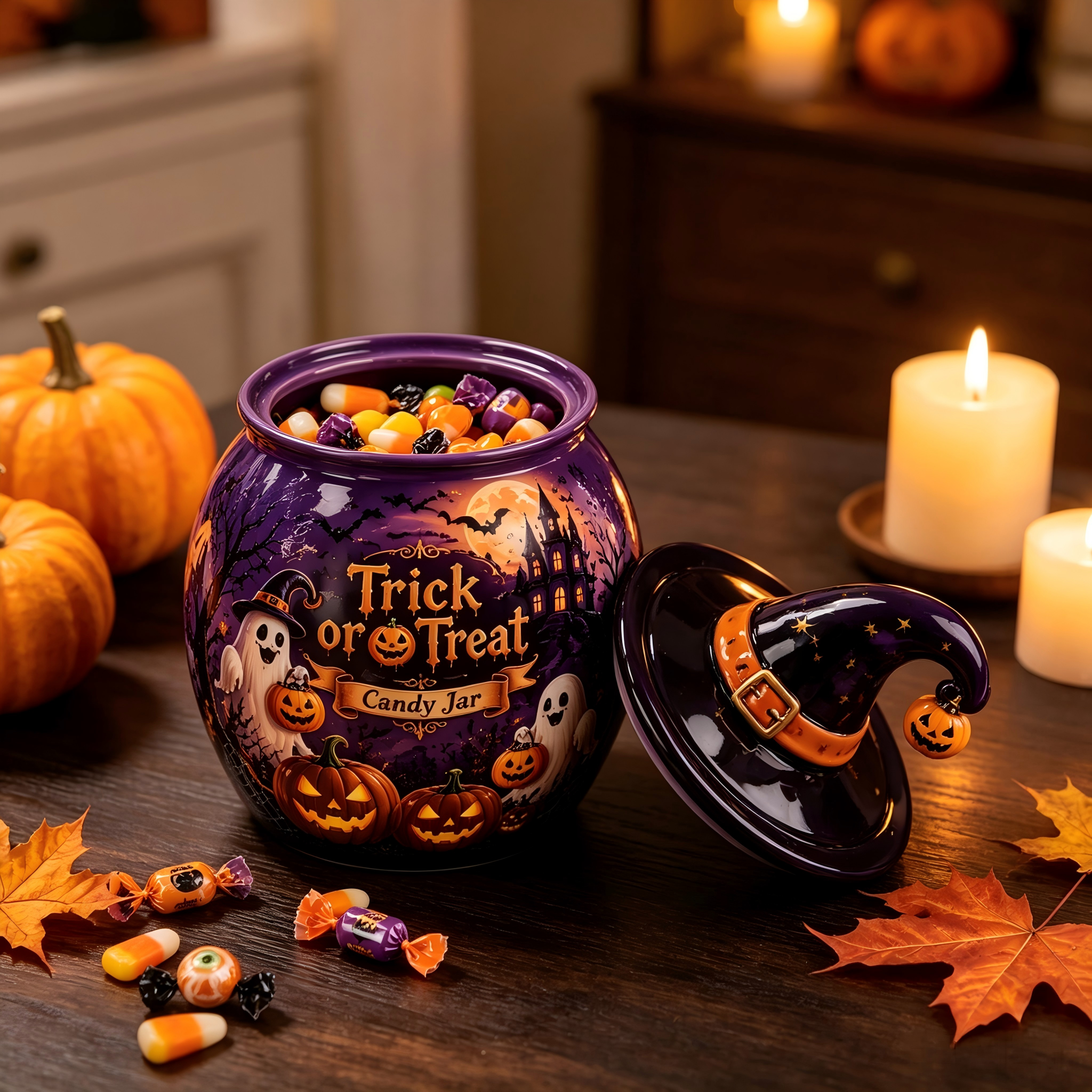 Personalized Halloween Trick Or Treat Candy Jar 🎃👻