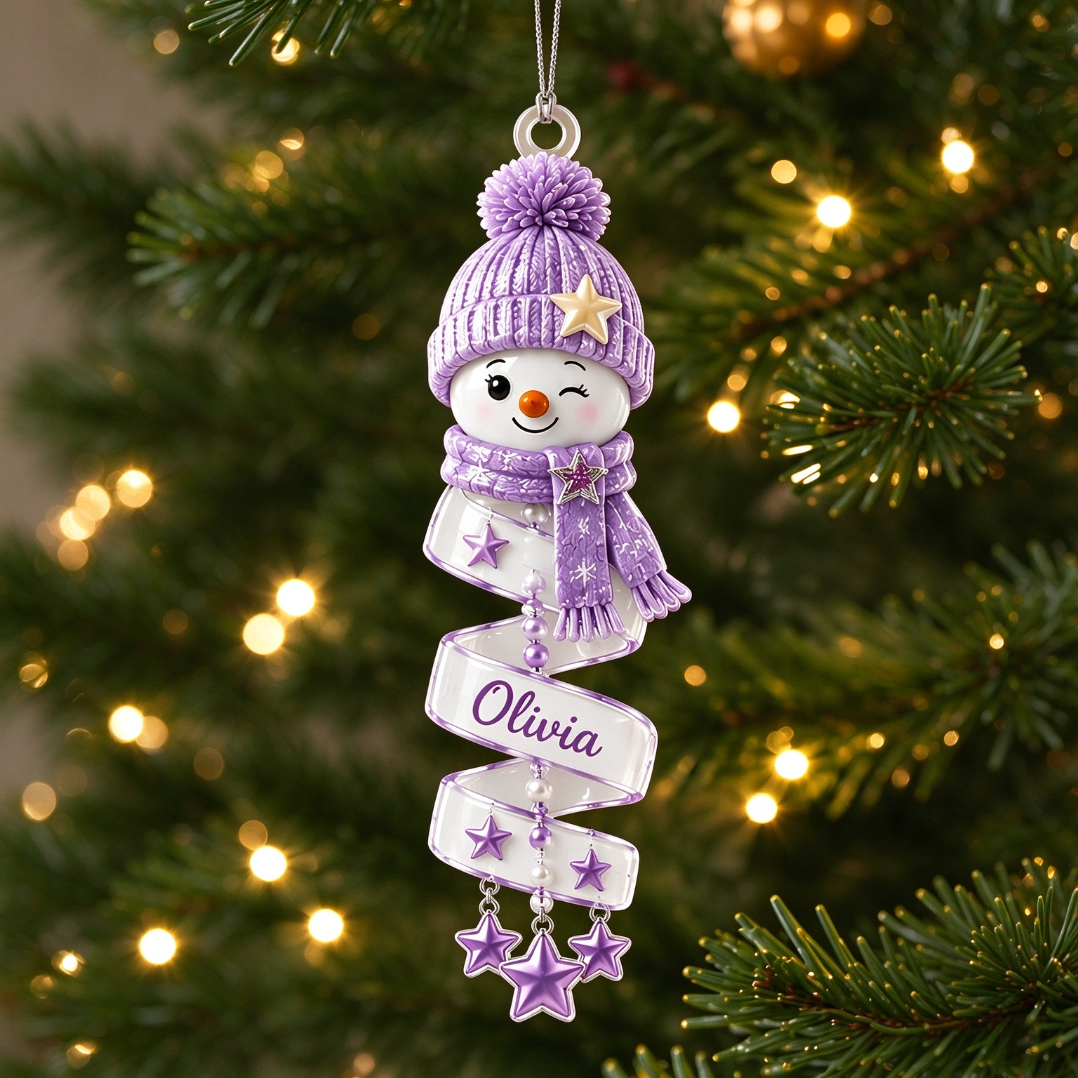 🎄 Personalized Spiral Snowman Christmas Ornament ❄️