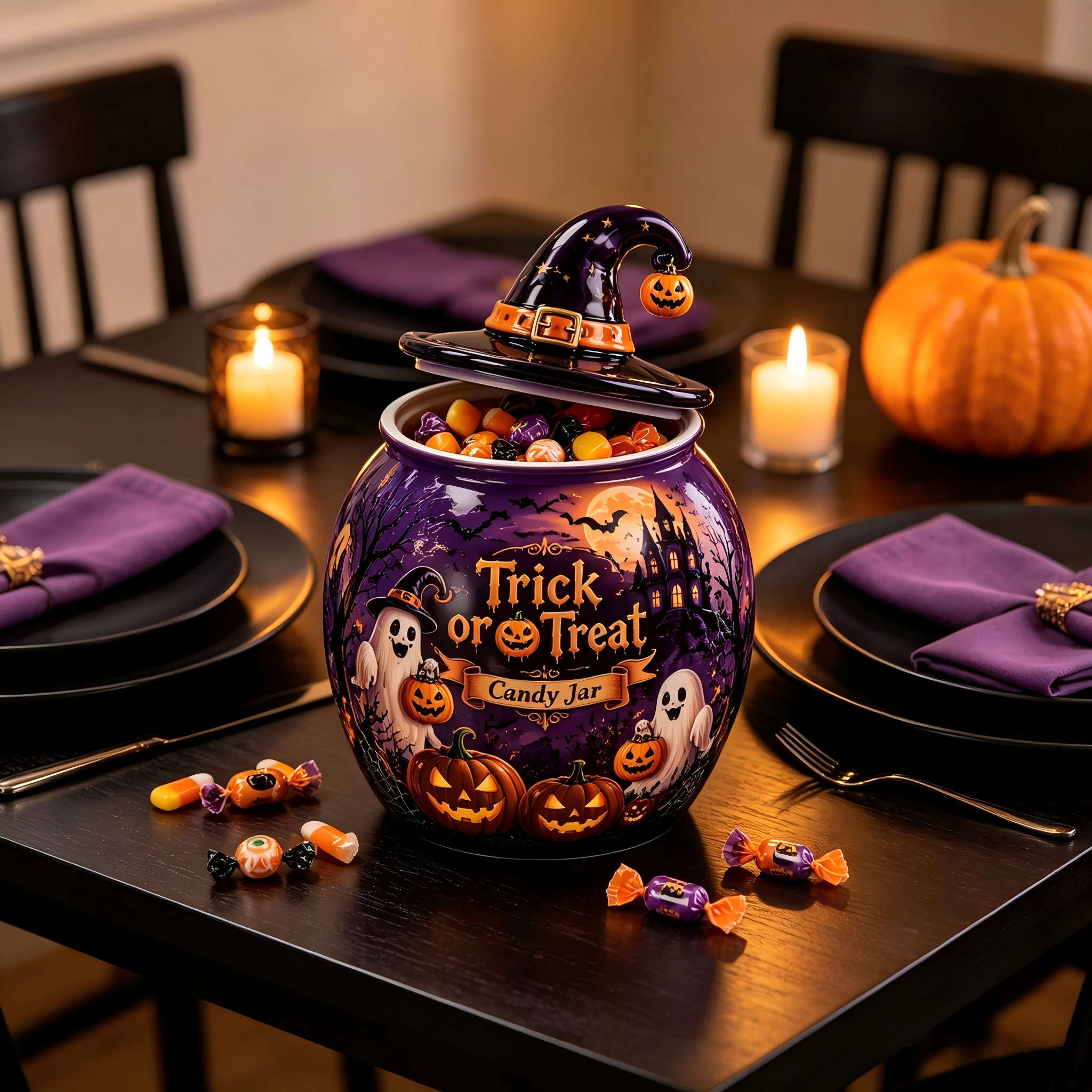 Personalized Halloween Trick Or Treat Candy Jar 🎃👻