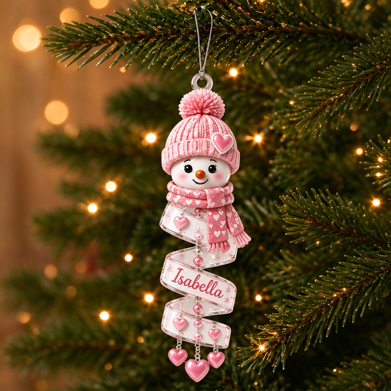 🎄 Personalized Spiral Snowman Christmas Ornament ❄️