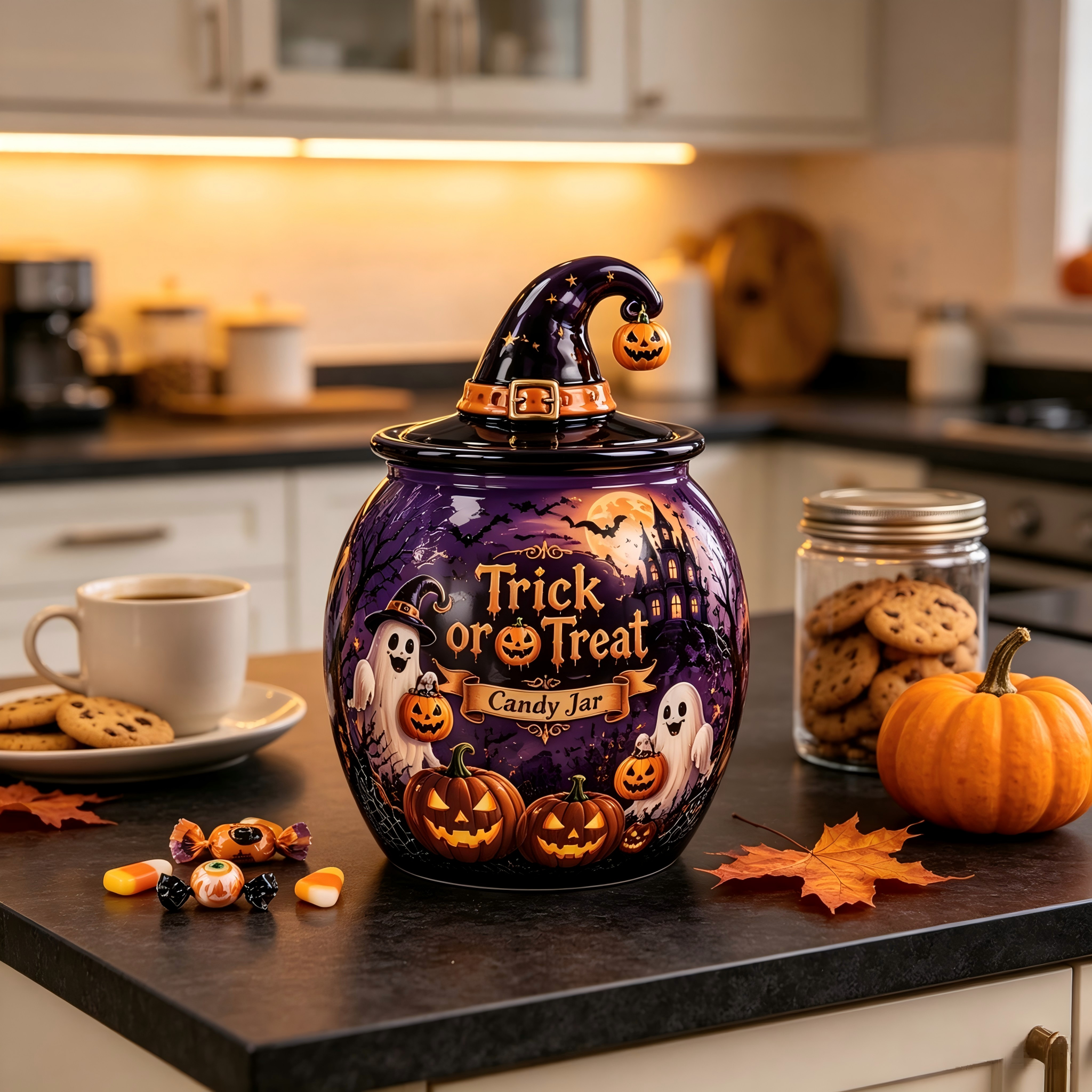 Personalized Halloween Trick Or Treat Candy Jar 🎃👻
