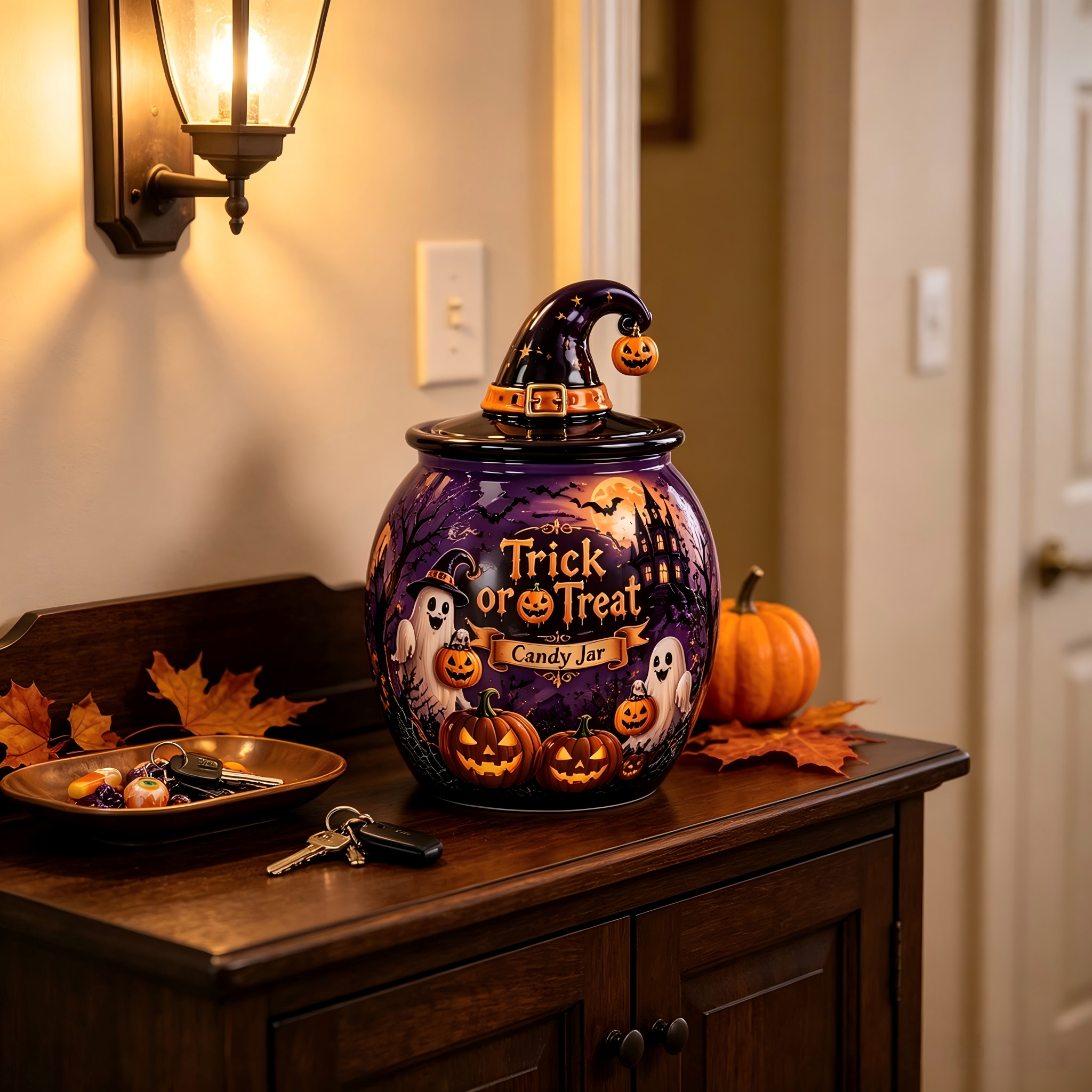 Personalized Halloween Trick Or Treat Candy Jar 🎃👻