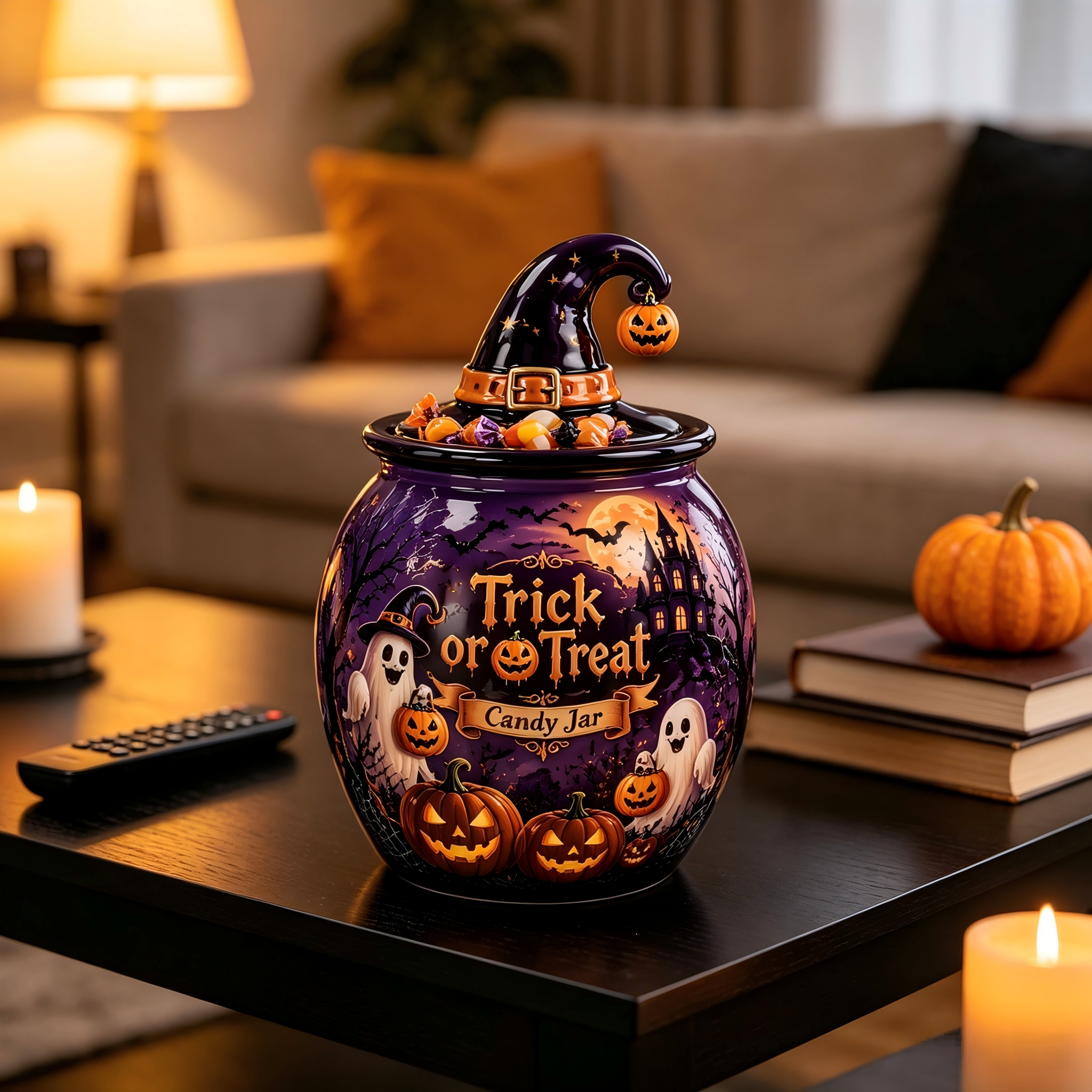 Personalized Halloween Trick Or Treat Candy Jar 🎃👻