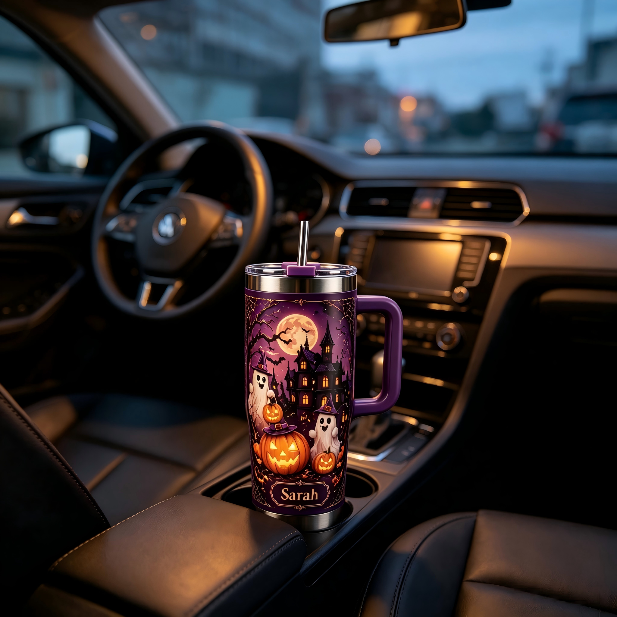 Personalized Happy Halloween Ghost Pumpkin Tumbler 🎃👻