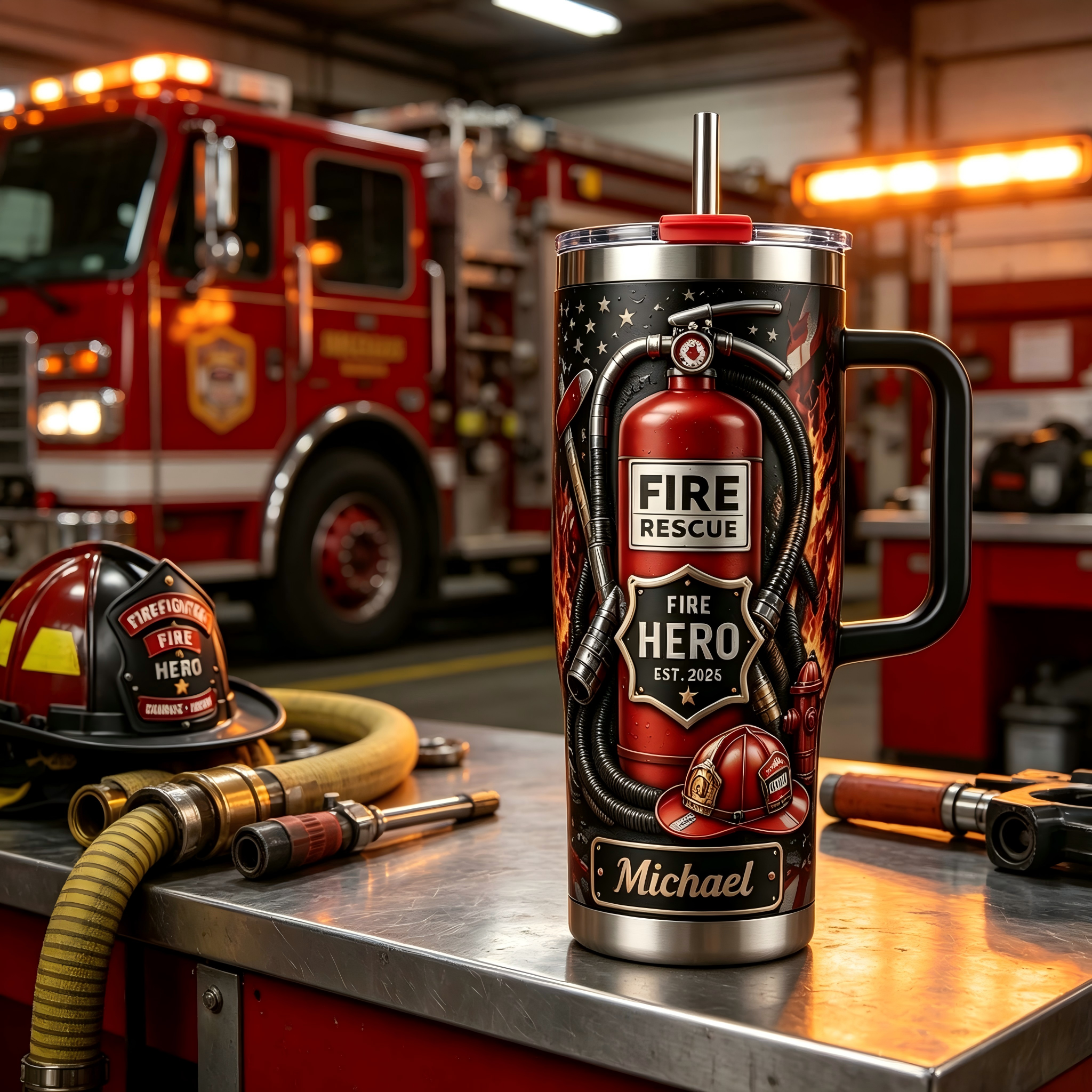 🚒🔥Personalized Firefighter Hero Tumbler ✨