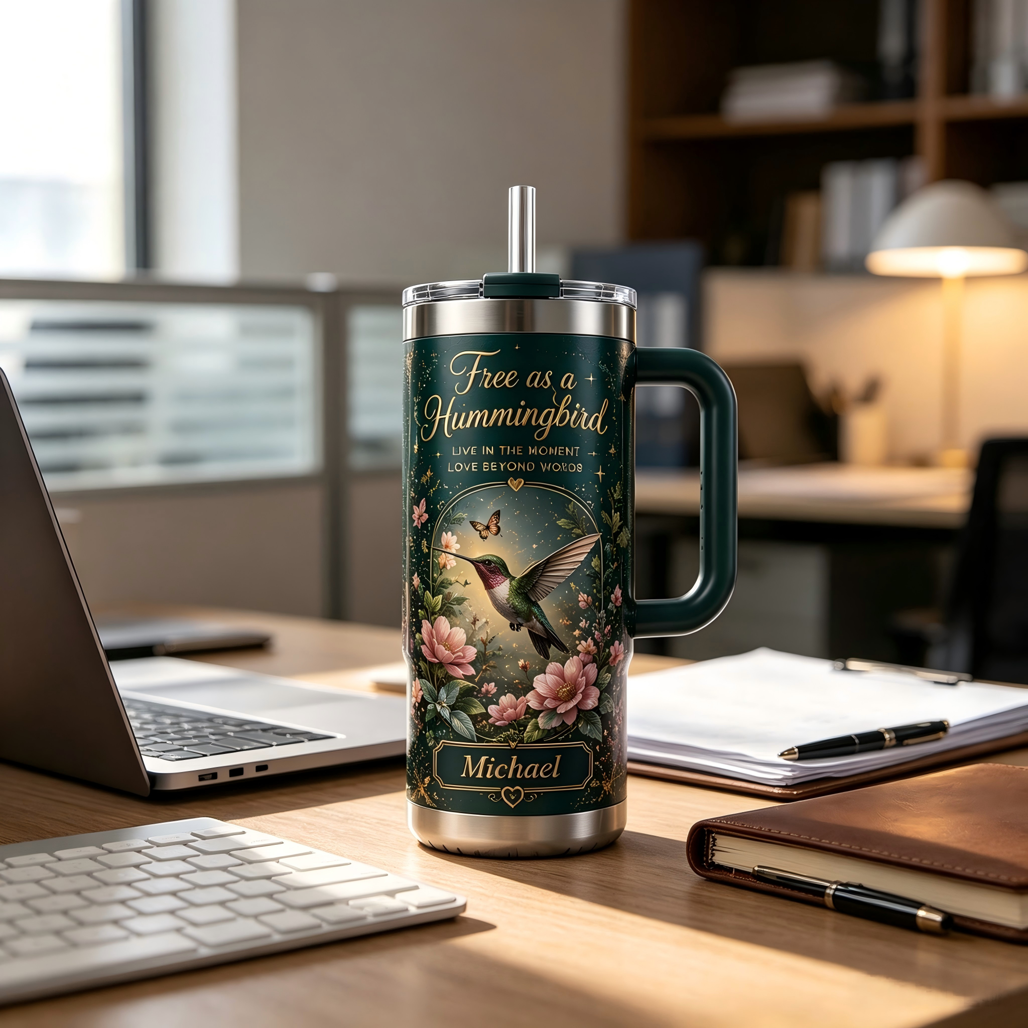 Personalized Free As A Hummingbird Tumbler 🐦🌺